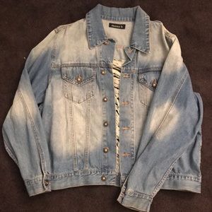 Oversized Jean Jacket w/ Ripped Cross in the back